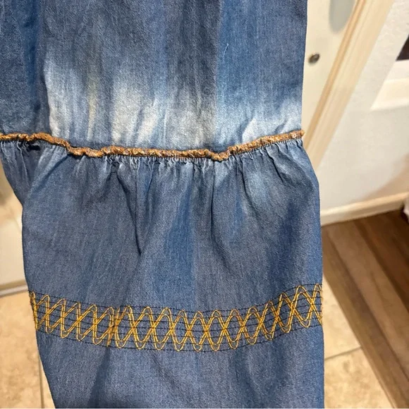 Lapis Blue Denim Maxi Dress Cottage Core - Picture 3 of 8